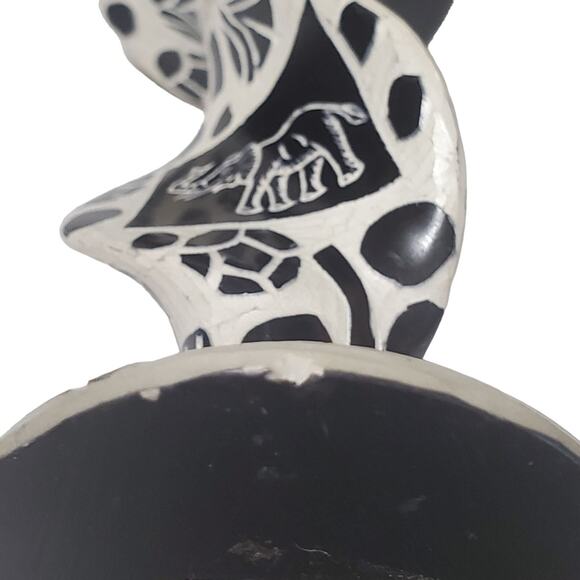 Earthbound Trading Co Ceramic Swirl Candlestick Elephant Lion Paw Made In Kenya - Picture 9 of 10